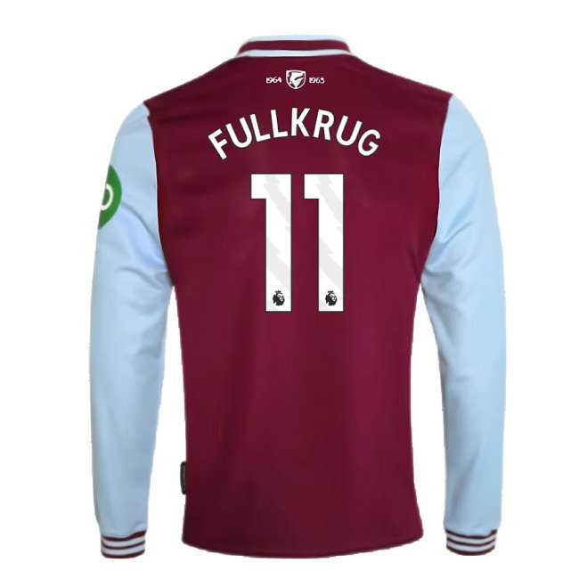 2024-2025 West Ham Long Sleeve Home Shirt (Kids) (Fullkrug 11)-SoccerKits Hub | Buy Soccer Jerseys Online